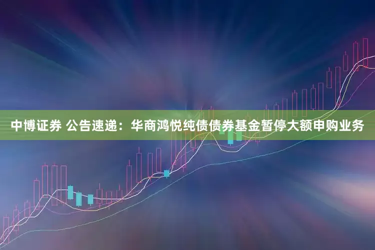 中博证券 公告速递：华商鸿悦纯债债券基金暂停大额申购业务